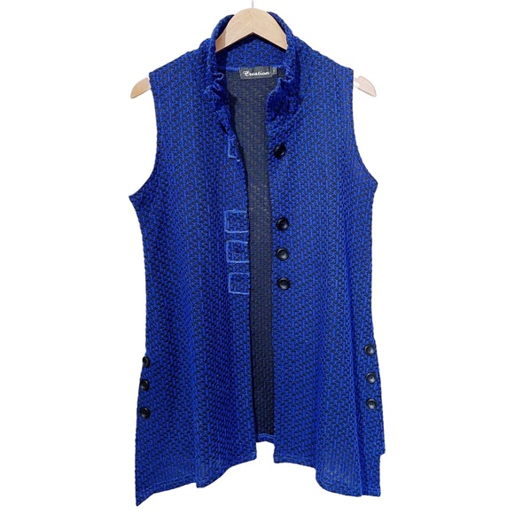 Creation Cobalt Blue Tunic Length Sweater Vest/Cardigan - Picture 2 of 5